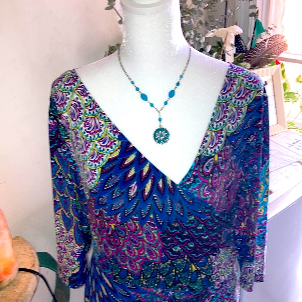 NWT FAB Criss Cross Wrap Dress with Blue Bone man Paisley look. Brand New!!!